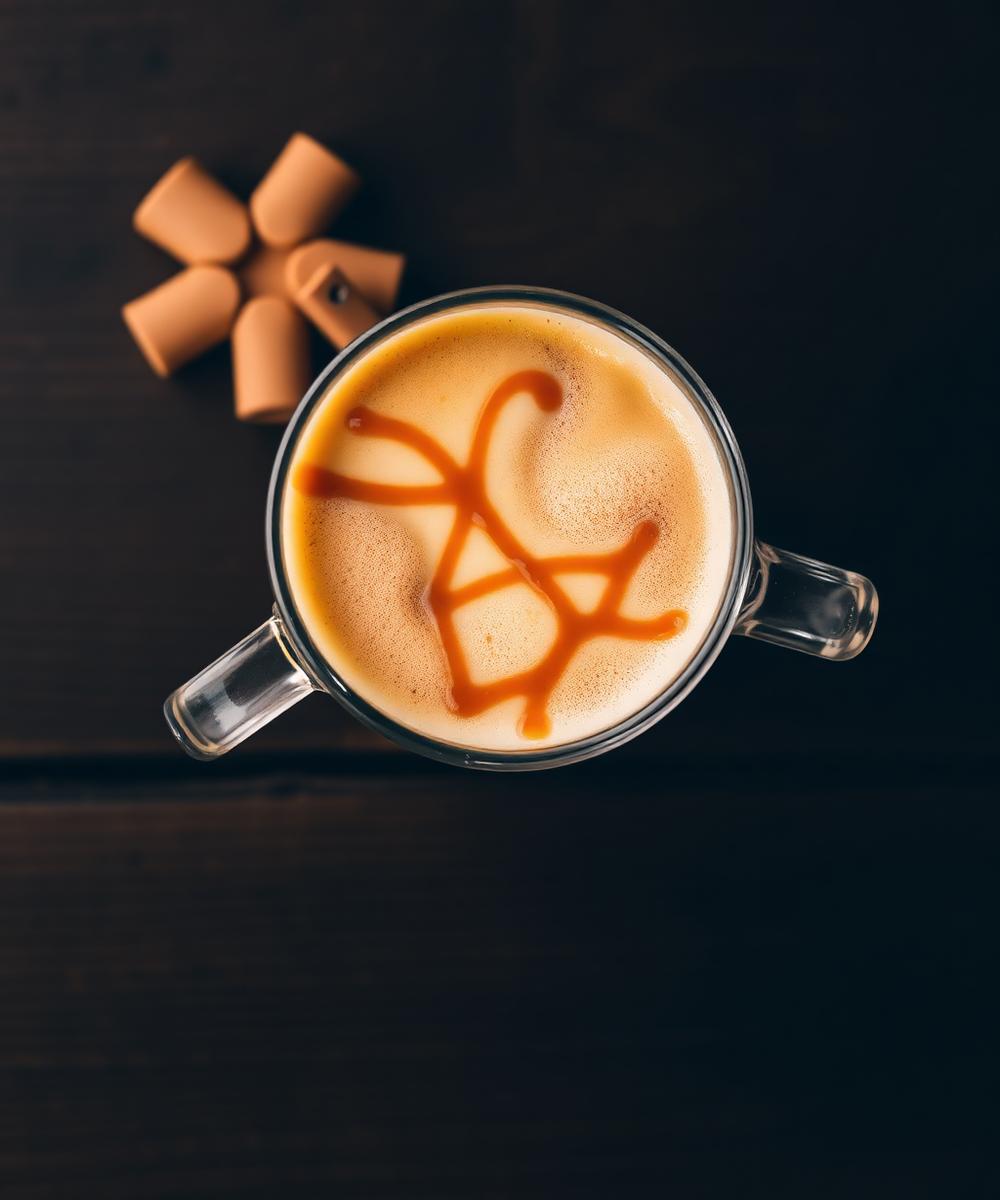 Caramel macchiato with hand-drizzled caramel